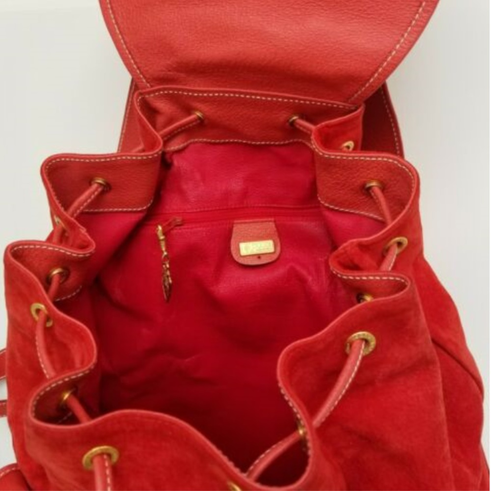 New VTG Gucci XL Red Suede Backpack Leather Straps - Picture 7 of 8
